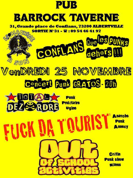 Affiche du concert de Fuck da tourist barrock taverne