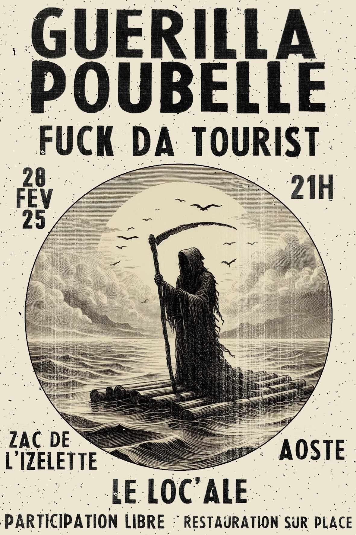 Affiche du concert de Fuck da tourist et Guerilla Poubelle au Loc'ale à Aoste(38)